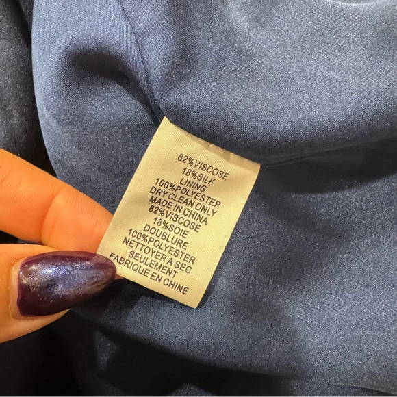 TRINA TURK silk velvet navy floral grand garden loose blazer jacket lapel M - Picture 6 of 9